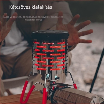 Mini kemping fűtő infravörös fűtéssel, rozsdamentes acélból, kézmelegítő, 120x145 mm