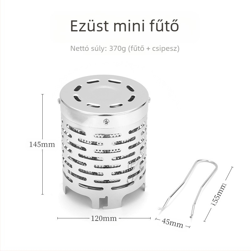 Mini kemping fűtő infravörös fűtéssel, rozsdamentes acélból, kézmelegítő, 120x145 mm