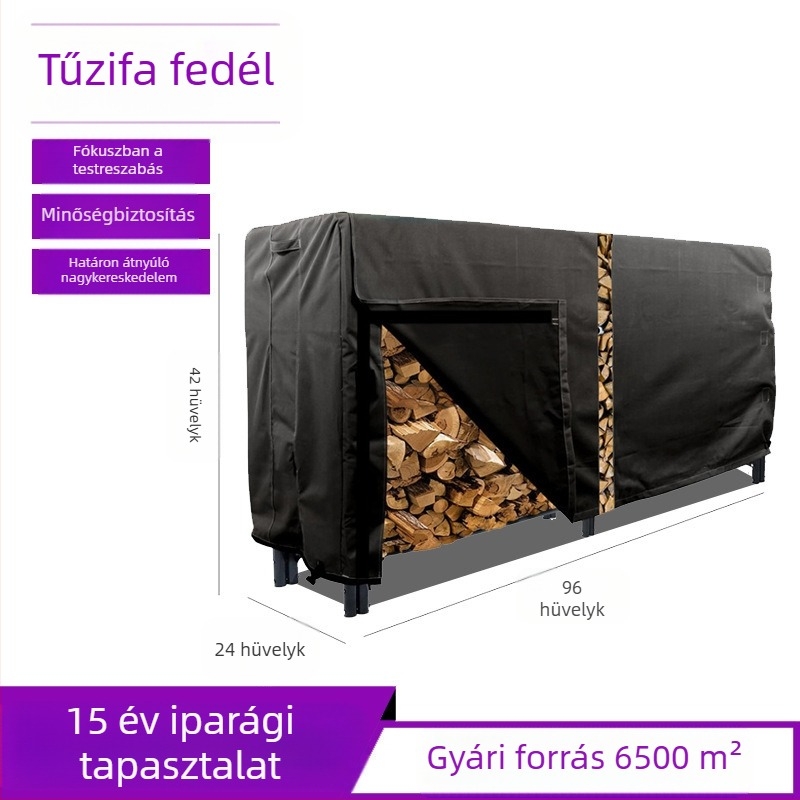 Készleten: Téli kandallófedél – hó- és esőálló, por- és napvédő a tüzelőfához (PVC)