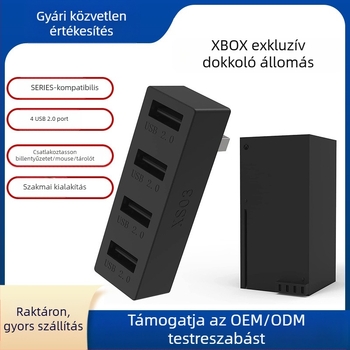Xbox Series S-hez USB-s dokkoló állomás XS01, 4 USB 2.0 porttal, közvetlen csatlakozás, ABS anyag.