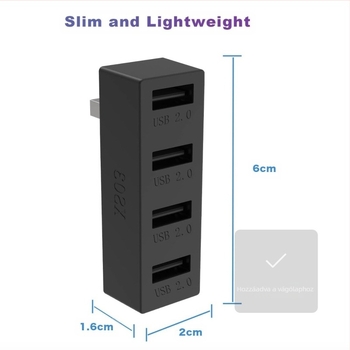 Xbox Series S-hez USB-s dokkoló állomás XS01, 4 USB 2.0 porttal, közvetlen csatlakozás, ABS anyag.