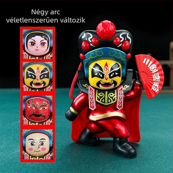 Plasztikus dekoratív figura arcfelcserével, Sichuan opera ihletésével, kínai stílusú (Anyag: műanyag; Stílus: kínai; Gyártási folyamat: injekciós öntés; Dizájn: arcfelcserélő; Használat: asztali dekoráció)