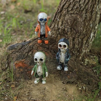 Bindian – Koponya maszk resin figura kültéri Halloween dekorációhoz, modern egyszerű stílus, anyaga: szintetikus gyanta, kategória: gyanta kézművességek