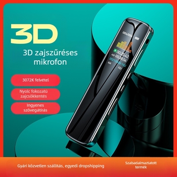 RV19 Zajcsökkentő Hangrögzítő, hordozható, kb. 30 óra felvétel, MP3/WAV formátum, TF-kártya, 2 mikrofon