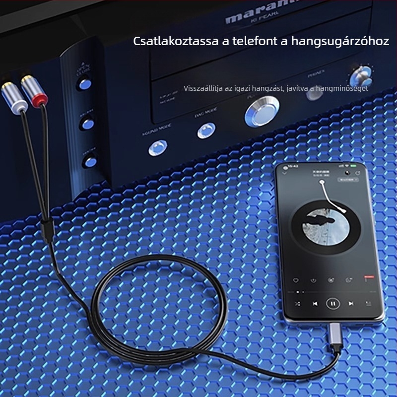 Type-C to Lotus Head kettős audio kábel hangfalakhoz és erősítőkhöz, aranyozott réz mag, nejlon fonott burkolat, ROHS