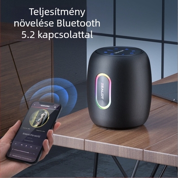 Karaoke Bluetooth hangfal beépített mikrofonnal – ZEALOT S64, padlóra álló kivitel, 50W, IPX5, BT 5.2, 20Hz-20kHz, SNR ≥85 dB