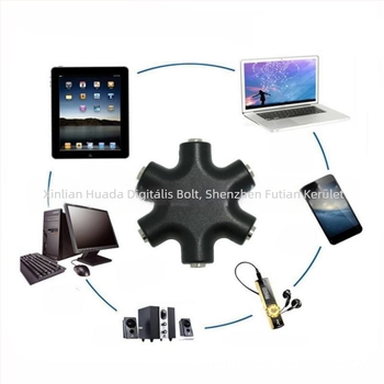 Hexagonális fejhallgató elosztó digitális eszközök közötti audió megosztáshoz — Márka: Neutral; Modell: Hexagonal earphone splitter; Kompatibilis digitális eszközökkel; Súly: 0.06