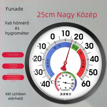 Mutató típusú hőmérséklet- és páratartomérő, Funad T25D, belső használatra, nagy pontosságú, -40–60°C, 0–100% RH, hőmérséklet pontossága ±1°C, páratartalom pontossága ±5% RH