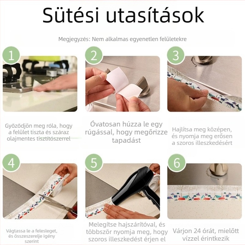 PVC konyhai varratzáró szalag, öntapadó, Marbling-proof sorozat, modern minimalist stílus