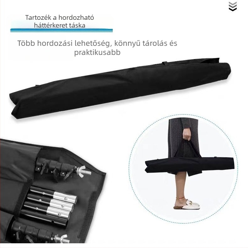 Fém háttérkeret termékfotózáshoz, kinyílik 210×300 cm-re, súly 2,5 kg.