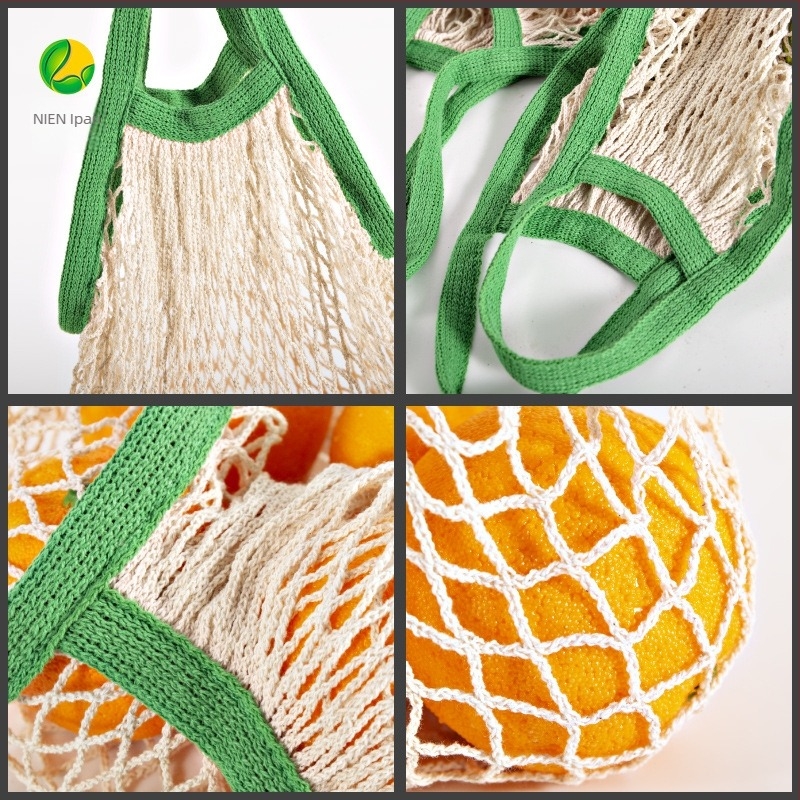 Pamut hálós bevásárló táska, többször használható, alj és oldalak nélkül, szitanyomásos nyomtatás, súly 70 g