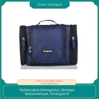 Kettős nyitású, függő toalett-táska, poliészter Oxford vászonból, egyszerű és modern stílus, utazási tároló