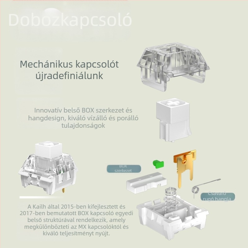 Kailh BOX V2 mechanikus billentyűzet kapcsoló, lineáris, hot-swappable, univerzális kompatibilitás, 2 g/kapcsoló