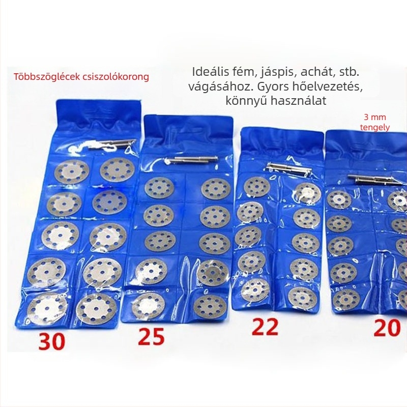 Gyémántvágó korong nyolcszögletű fogakkal, kisméretű reszelő korong emery anyag jade kőhöz – készlet 10 darab, modell 45, maximális sebesség 5000, származás Jiangsu