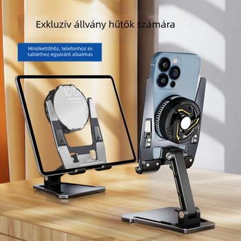 Alumíniumötvözetes asztali tartó telefonok és tabletek számára, összecsukható, univerzális, hűtőelemmel
