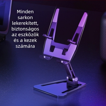 Alumíniumötvözetes asztali tartó telefonok és tabletek számára, összecsukható, univerzális, hűtőelemmel