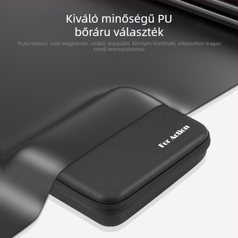 XFJI PU tároló táska DJI Action3/4 akciókamerákhoz, keresztpántos hordozó dizájn