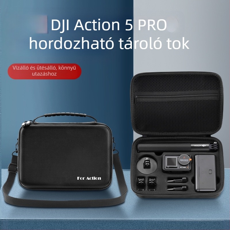 XFJI PU tároló táska DJI Action3/4 akciókamerákhoz, keresztpántos hordozó dizájn