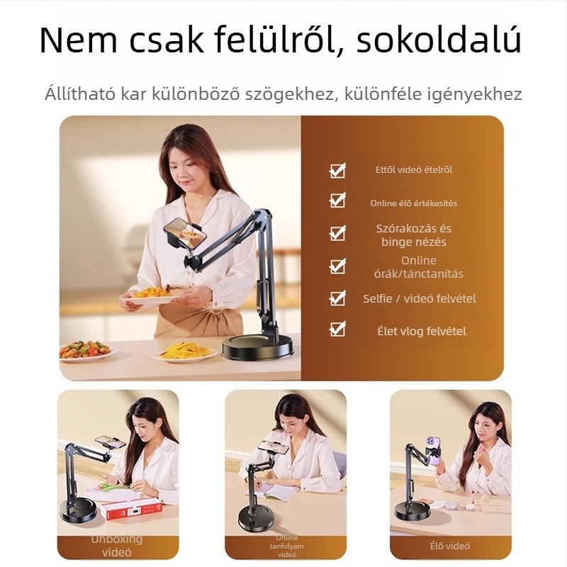 Asztali telefon-tartó cantilever karral, univerzális, műanyag, testreszabható