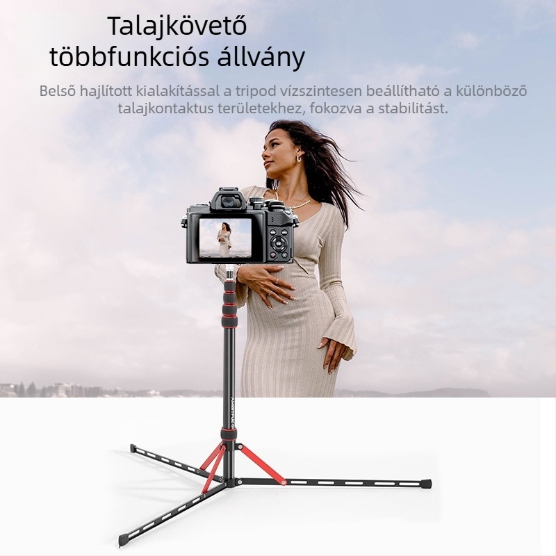 GM220 professzionális fotózás világítása állvány, alumínium ötvözet, magasság 49.5–220 cm, teher 2.5 kg, 5 szakaszos, csőátmérő 1.3/1.6/1.9/2.2/2.5 cm