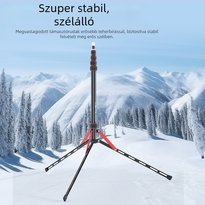 GM220 professzionális fotózás világítása állvány, alumínium ötvözet, magasság 49.5–220 cm, teher 2.5 kg, 5 szakaszos, csőátmérő 1.3/1.6/1.9/2.2/2.5 cm