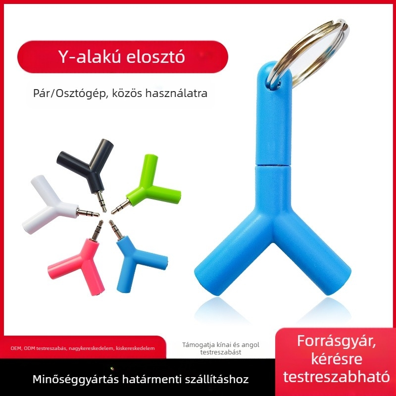 BR 1-2 audio osztó, audió kimeneti adapter, licencelhető magáncímke, raktáron