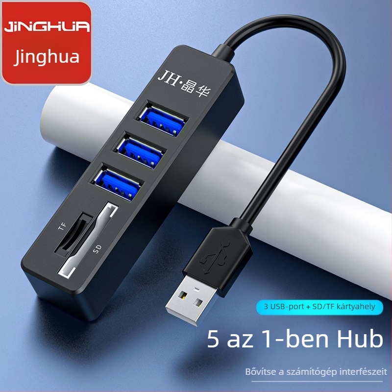 USB 5-az-1-ben kártyaolvasó és HUB laptophoz, SD/TF támogatás, USB 2.0 külső telepítés, modell Z303