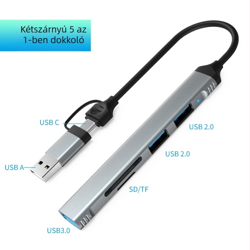 USB-C 4-portos hub USB 3.0-val, 5 Gbps-ig, külső tápegység nélkül