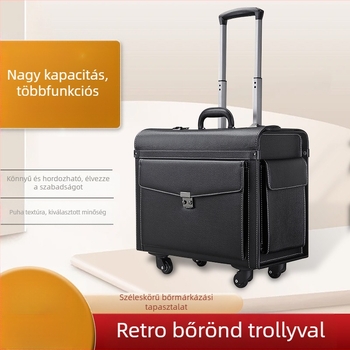 Üzleti utazáshoz retro bőrönd, cipzáras nyitás, Oxford szövet, kinyitható réteg, univerzális kerekek, modell 589000