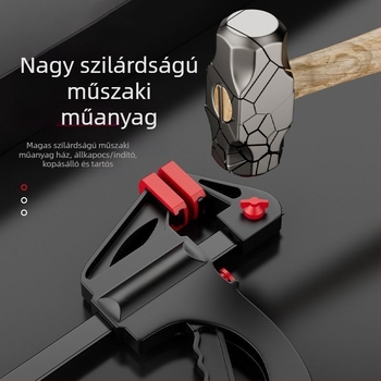 F-típusú asztalos szorító, vastagított kivitel fa lemezekhez, derékszögű, két darabos készlet