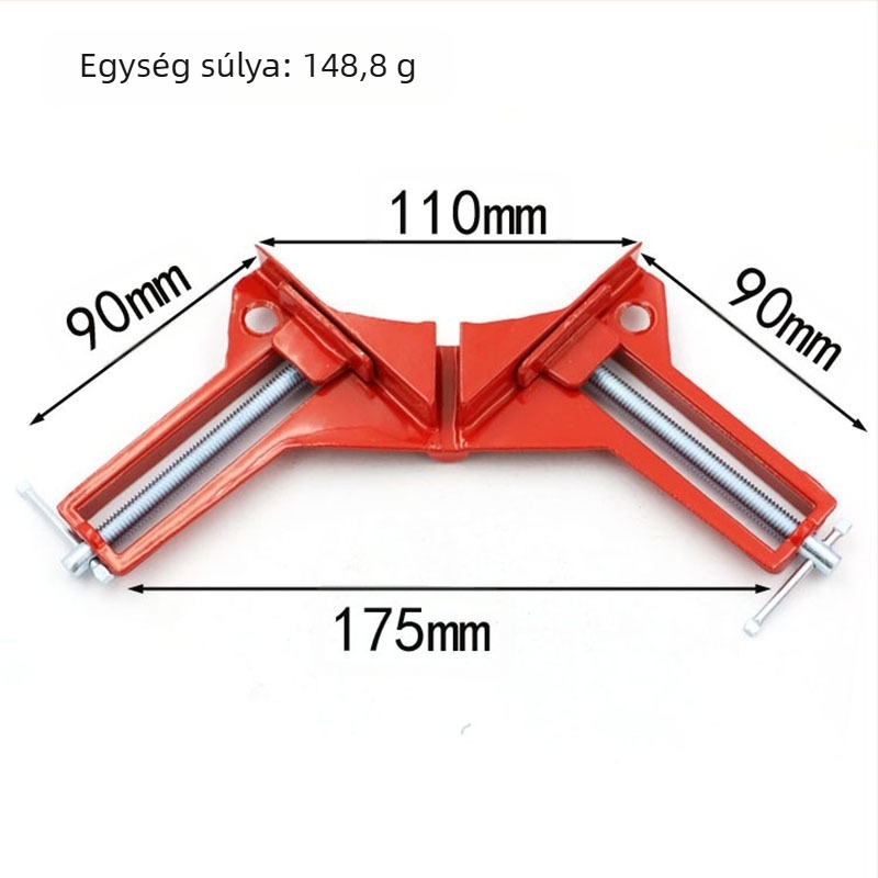 90°-os derékszögű famegmunkáló szorító - alumíniumötvözetből készült gyorsfogó, hegesztési rögzítő és pozicionáló blokk, súly 150 g