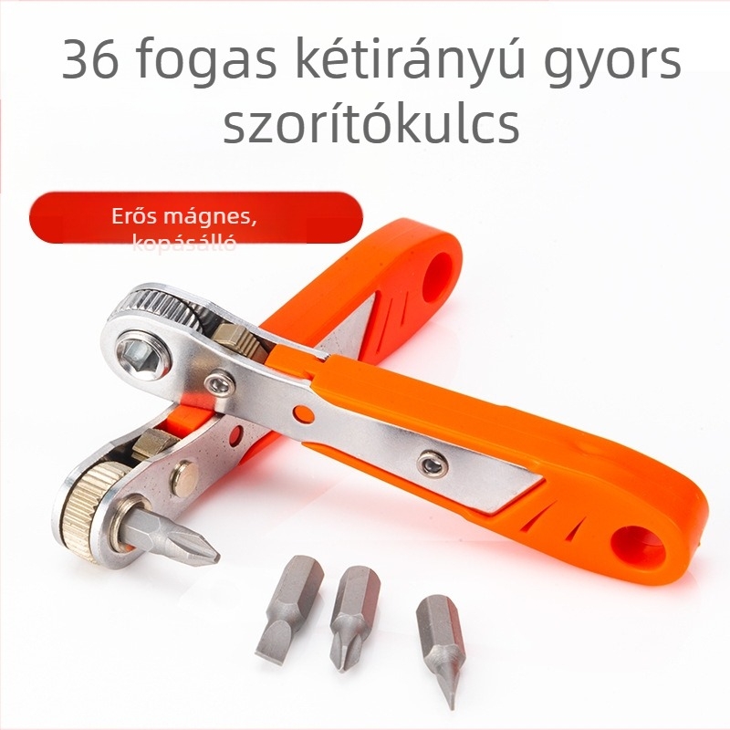 Mini mágneses kattintós racsnis csavarhúzó, 36-dontos előre-hátra, rugalmas fém tengellyel