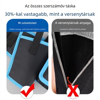 Szerszámöv válltáska elektroművesek számára, többfunkciós hordozható karbantartási és barkács táska, Oxford anyagú külső és nylonos bélés, teherbírás 1 kg