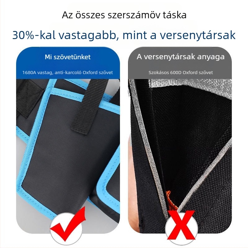 Szerszámöv válltáska elektroművesek számára, többfunkciós hordozható karbantartási és barkács táska, Oxford anyagú külső és nylonos bélés, teherbírás 1 kg
