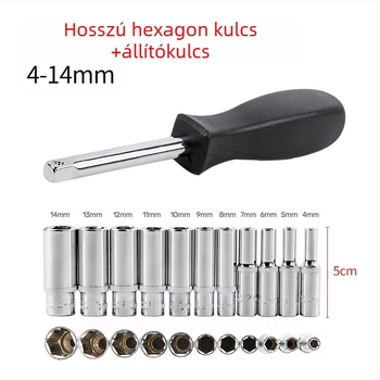 Blade Routine 11 részes alumíniumötvözetből készült socket készlet, 1/4 hex adapterrel, rövid és hosszú fejű, metrikus kivitel