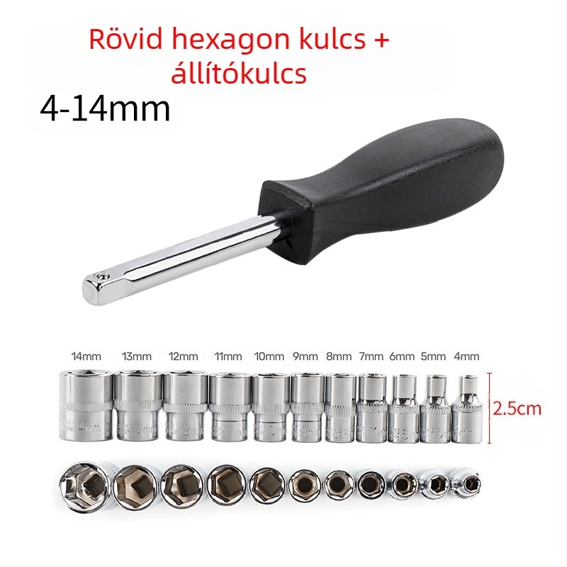 Blade Routine 11 részes alumíniumötvözetből készült socket készlet, 1/4 hex adapterrel, rövid és hosszú fejű, metrikus kivitel