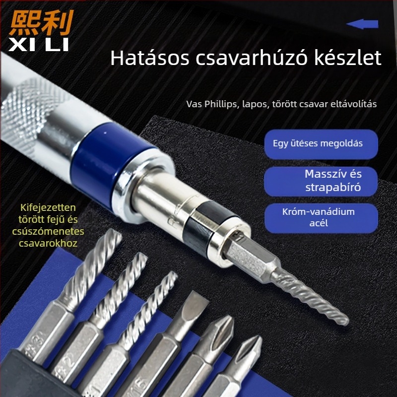 Mini ütőcsavarhúzó hexagon markolattal, nagy tételben készlet (Anyag: S2+CRV; Hatszögletű markolat)
