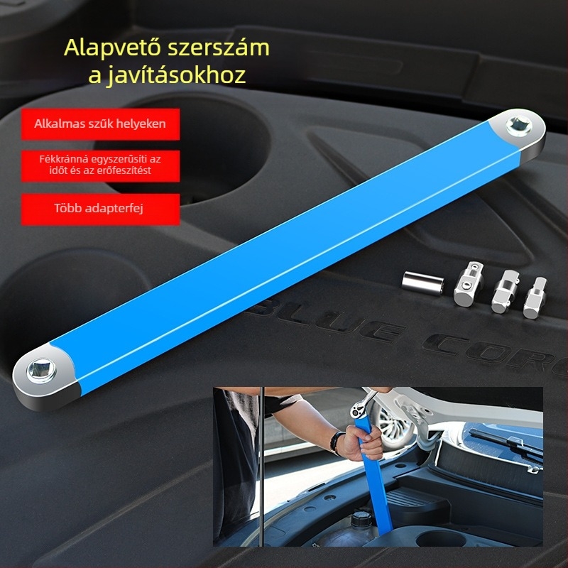 Volvan 3/8 Többcélú kiterjesztő csőkulcs ratchet fejjel és hosszabbító rúddal – krómozott felület, magas széntartalmú acél, 0.645 kg