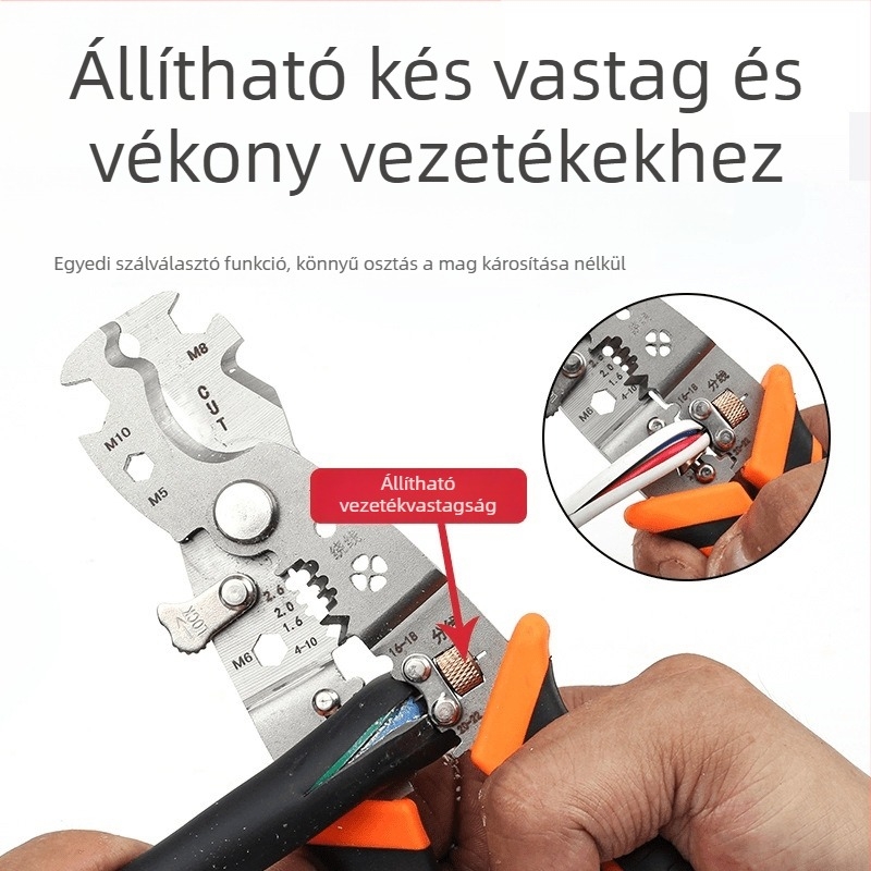 Ipari minőségű V-alakú kábelcsupaszító fogó, többfunkciós (Súly: 0,2; Forma: V-alakú; Funkciók: vezetékek csupaszítása)