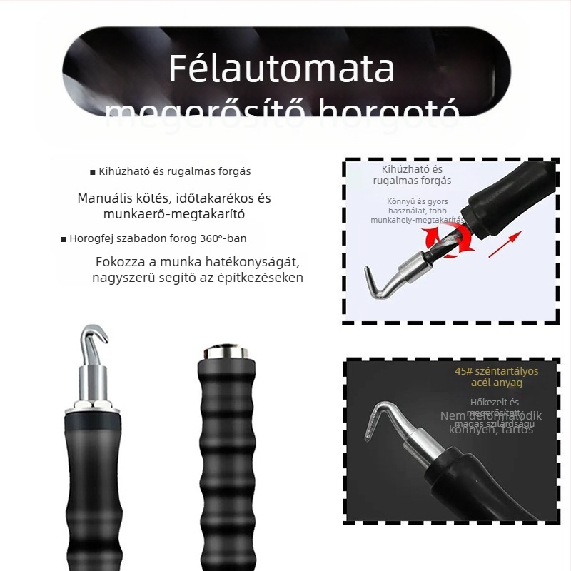 Kötőhorog vasalathoz, egyenes húzású és teleszkópos kialítás, rozsdamentes acélból