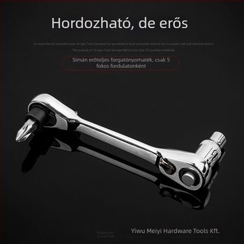 Mini csattanó kulcs 1/4 hüvelykes négyszögletes meghajtóval, kétoldalas, négyszögletes fej, króm-vanádium acél, fényes krómozott bevonat