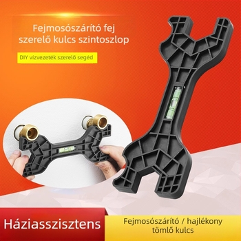 Fürdőszobai karbantartó eszközkészlet zuhanyfejhez: görbült lábú szint, hatszög kulcs és görbült szögmérő a csaptele telepítéséhez