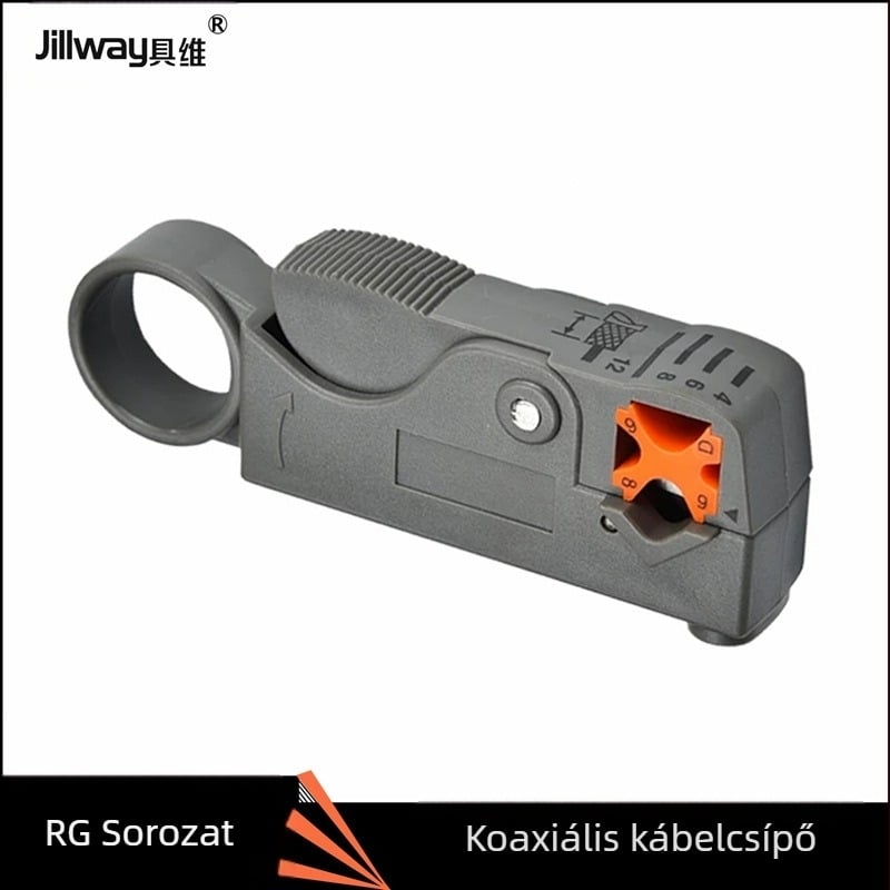 Koaxiális kábel lehúzó Jillway, ívelt száj, ABS fogantyú, lehúzási átmérő 75, súly 0,065 kg