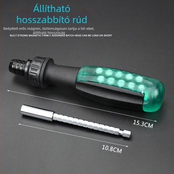 11–in–1 csavarhúzó készlet tekerővel és teleszkópos nyéllel – mágneses, szigetelt, króm-vanádium ötvözetű acél, 11 darab