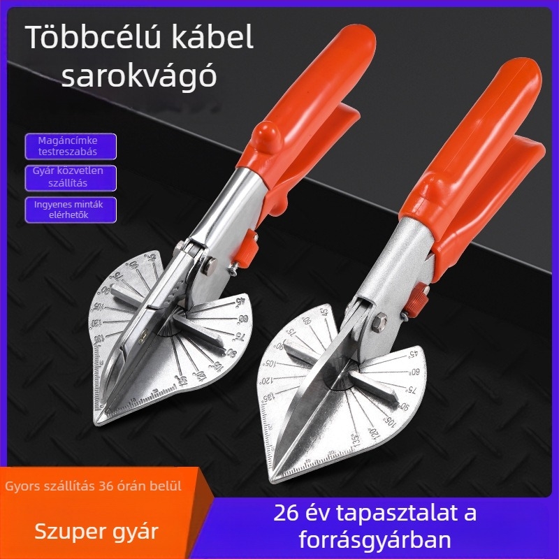 Többcélú szögolló – 45°-os derékszögű élzáró horny, kés hossza 80 mm, szélesség 75 mm, vastagság 1 mm