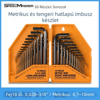 Steelmaster 30 darabos gömbfejű imbuszkulcs-készlet krom-vanádium acélból, fej típusa: hatszögletes aljzat