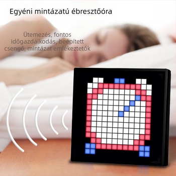 Pixel LED fotókeret asztali és falra szerelhető, teljes színű pixeles megjelenítés (felbontás 16×16/32×32; pixel-pitch 0,5 cm; modul mérete 200×200; képernyő mérete 190×190)