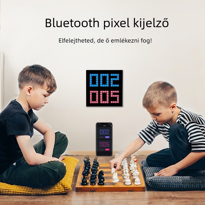 Pixel LED fotókeret asztali és falra szerelhető, teljes színű pixeles megjelenítés (felbontás 16×16/32×32; pixel-pitch 0,5 cm; modul mérete 200×200; képernyő mérete 190×190)