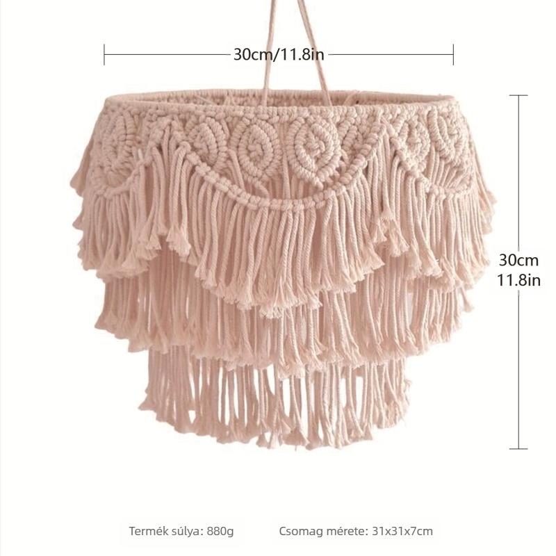 Kör alakú bojtos lámpabúra, textil anyag, modell 2021, vastagság 2, testreszabás elérhető