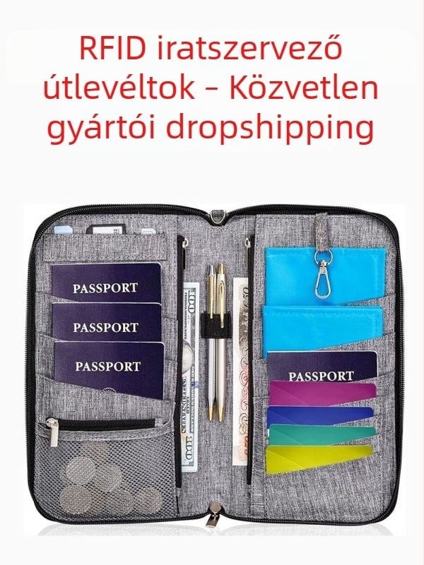 Vízálló RFID utazási dokumentumtartó, multifunkcionális válltáska, crossbody kivitel